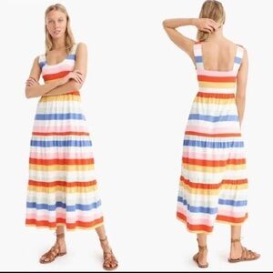 J.Crew Tiered Knit Maxi Dress in Rainbow Wide Stripe